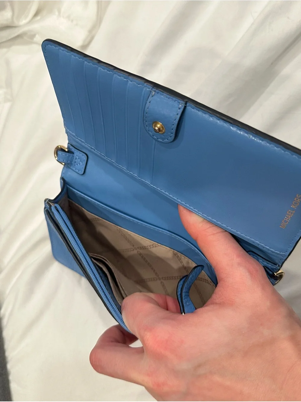 Michael Kors Bright Blue Pebbled Leather Continental Wallet NWOT